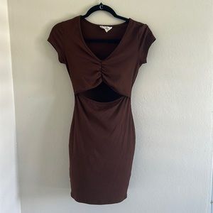 Brown bodycon mini dress
